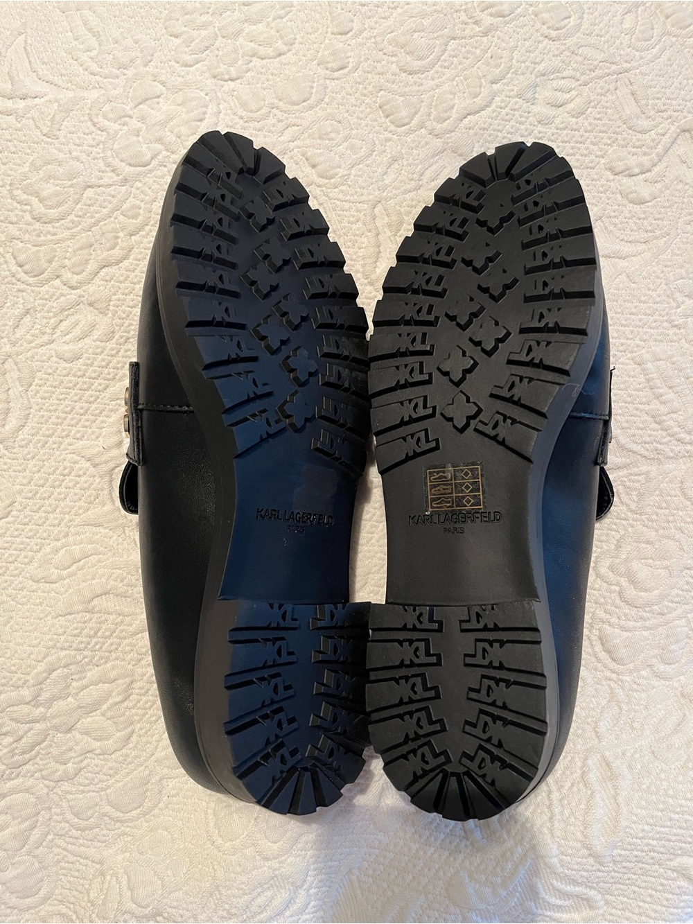 Karl Lagerfeld Black Leather Loafers with Gold & Enamel Charms - Picture 8 of 12